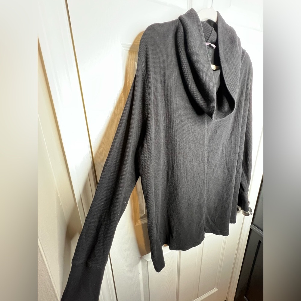 AnyBody X Large Black Loungewear Tunic Top Cowl Neck Waffle Knit Long Sleeve XL - Picture 4 of 12
